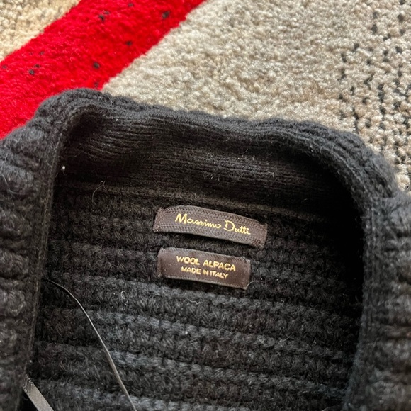 Massimo Dutti Black Alpaca Blend Ribbed Open Front Cardigan - Picture 2 of 3